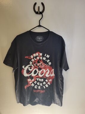 Wrangler Black Coors Graphic Short Sleeve Tee with Red & White Print